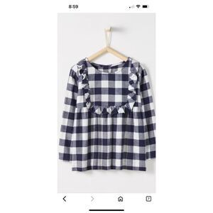 Hanna Andersson Buffalo Plaid Flannel Popover Shirt 120 cm 6-7 Girls
